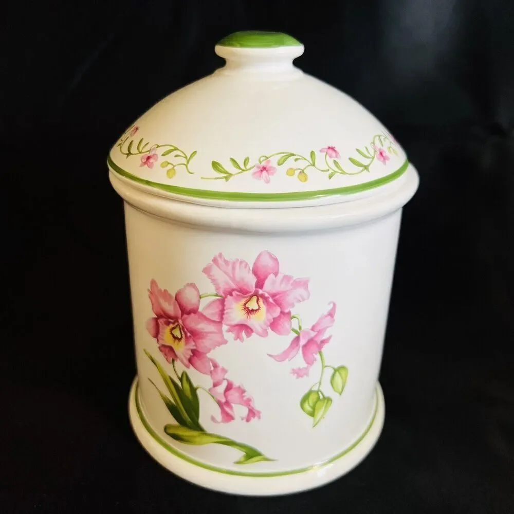 Vintage Williams Sonoma RB Bernarda Portugal Botanical Canister Jar With Lid